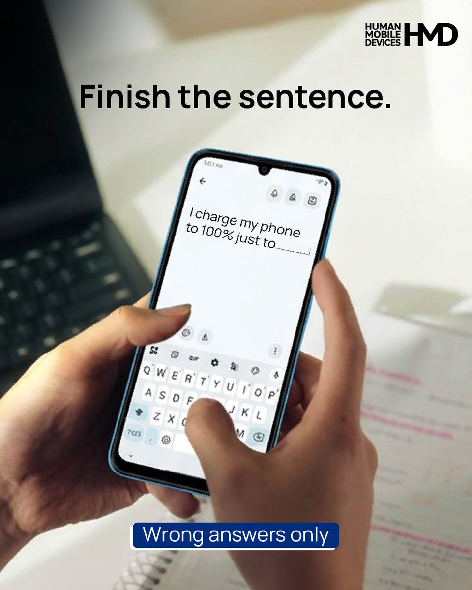 HMDdevicesIN's tweet photo. I charge my phone to 100% just to drink another cup of coffee. โ๐ฑ
Whatโs your completely wrong reason? Comment now and let's have some fun.
#HMD #HMDIndia #HMDVibe2 #5GSmartphone #FlipkartLaunch
(HMD Vibe2 5G, HMD smartphone India, stylish 5G smartphone, Flipkart launch, fashion lifestyle smartphone, new HMD phone)