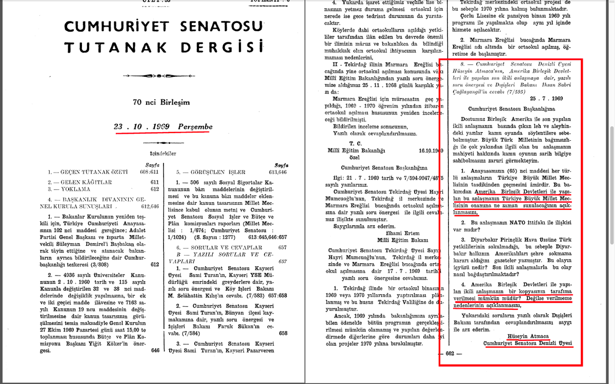 cengizozakinci's tweet photo. 1945-1960 arası yapılan bir çok ABD-Türkiye savunma işbirliği antlaşmalarını 03.07.1969'da "Temel Anlaşma"da toplayan Demirel Hükümeti, ABD ile ikili antlaşmanın GİZLİ olduğunu, TBMM'DE GÖRÜŞÜLMEDEN Bakanlar Kurulu kararıyla onaylanıp yürürlüğe sokulduğunu bildirmiştir. https://t.co/zkPunLvklj