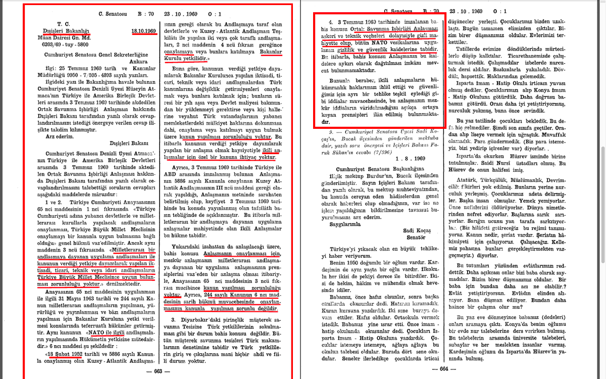 cengizozakinci's tweet photo. 1945-1960 arası yapılan bir çok ABD-Türkiye savunma işbirliği antlaşmalarını 03.07.1969'da "Temel Anlaşma"da toplayan Demirel Hükümeti, ABD ile ikili antlaşmanın GİZLİ olduğunu, TBMM'DE GÖRÜŞÜLMEDEN Bakanlar Kurulu kararıyla onaylanıp yürürlüğe sokulduğunu bildirmiştir. https://t.co/zkPunLvklj