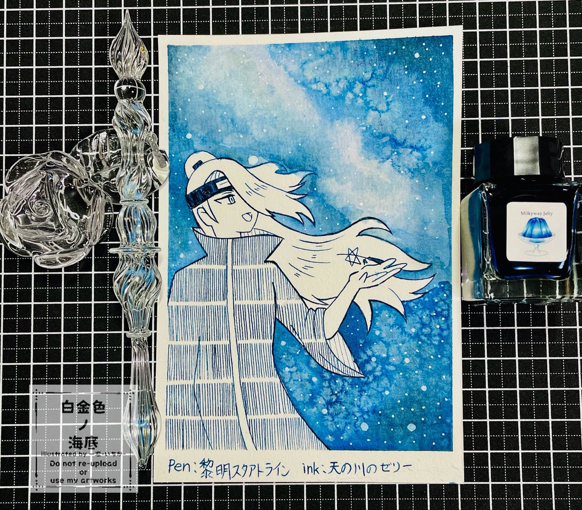 ichika_physalis's tweet photo. 昨日したがきしてたの完成！
ホワイト描いてるとはいえインクはもちろん1本だけ。全部同じ色で描いてます！ https://t.co/8SmAX15JpG