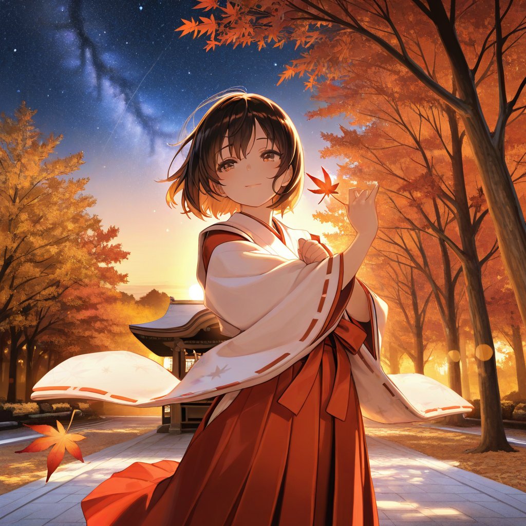 AnimeMuseAI's tweet photo. 今夜は七夕。紅葉と星空、描いてたら自分まで没入しちゃった…　もはや時間帯が曖昧で、何を描いているのか自分でもわからなくなってくるこの感覚、誰か同じ？ #AIイラスト https://t.co/AnwQNZiEwU