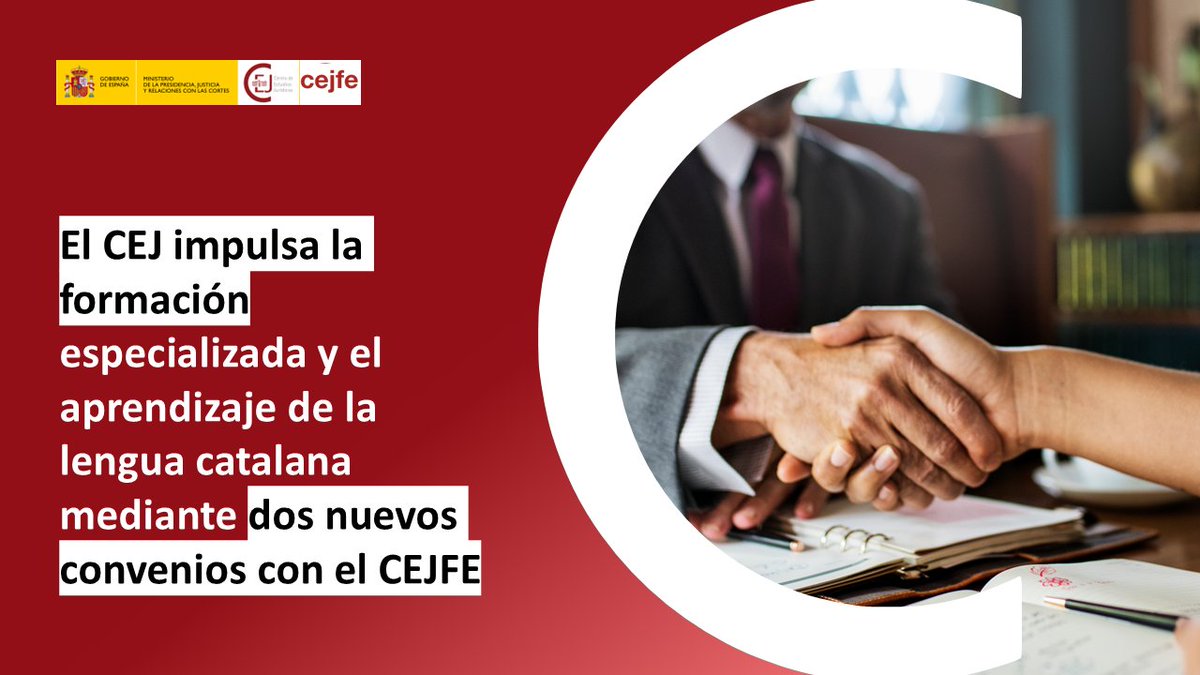 cejmjusticia's tweet photo. 🤝 Firmamos dos nuevos convenios con el @cejfe, publicados en el @boegob, para impulsar la formación especializada y el aprendizaje de la lengua catalana.

⚖️ Una iniciativa que refuerza la capacitación de los profesionales de la #Justicia.

📰#NoticiaCEJ: https://t.co/HJHkQ0Mg3l https://t.co/5IX2VFruqK