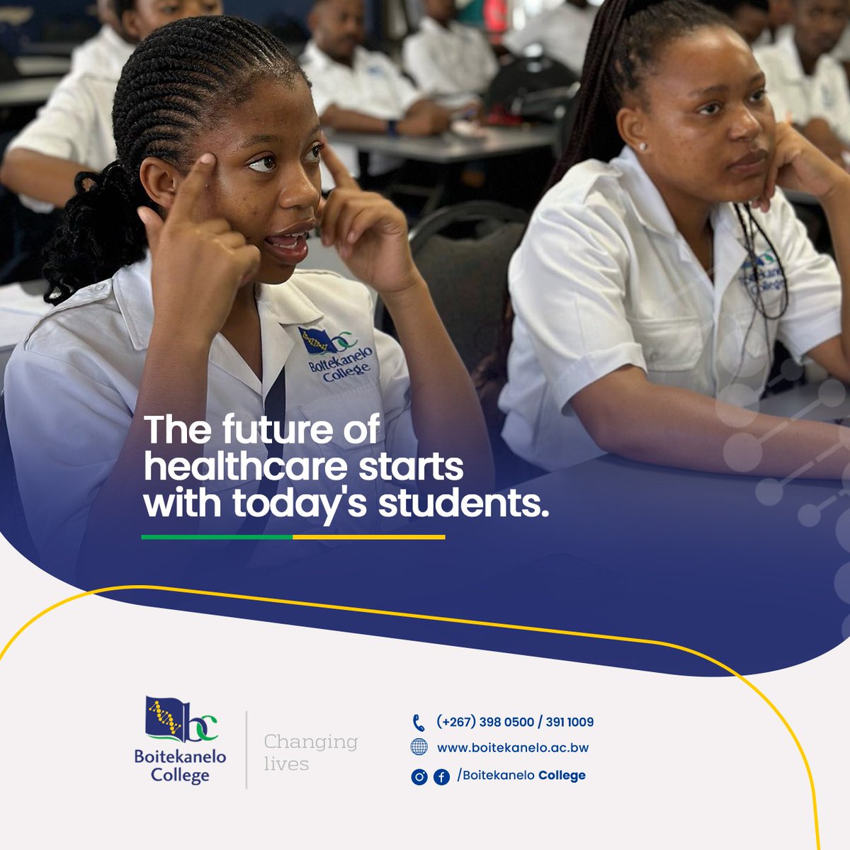 BoitekaneloC's tweet photo. Healthcare is constantly evolving, but one thing never changes: every generation depends on the next generation of skilled professionals.

At Boitekanelo College, we’re preparing graduates to meet tomorrow’s healthcare challenges with knowledge, compassion and confidence. https://t.co/kmNlALo58I