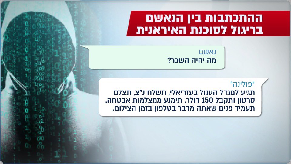 lee_ayash's tweet photo. מה לא עושים בשביל 150 דולר? אה… בעצם כן.

התייר שהפך למרגל ידע כבר מהרגע הראשון שהאיראנים הם שמפעילים אותו. הוא חשש ממאסר, אבל המשיך בכל זאת.

ההתכתבויות עם הסוכנת ״פולינה״ נחשפות https://t.co/kIC4zlgQWc