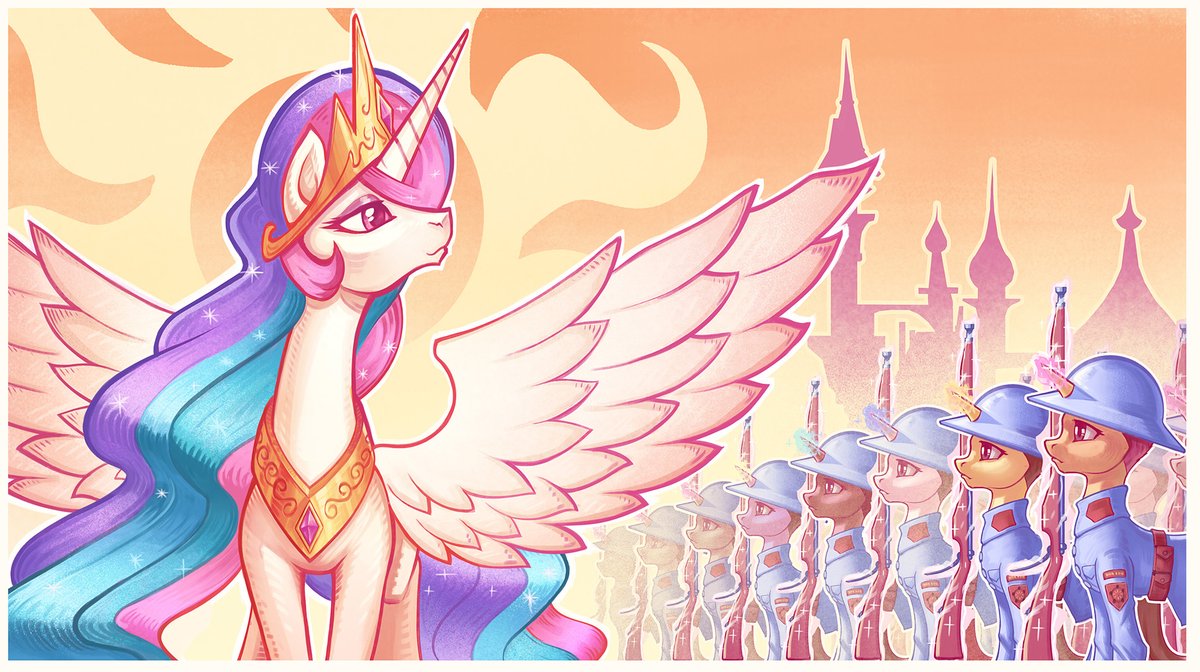 VelesNocturne's tweet photo. Плакат с принцессой Селестией, нарисованный для мода Equestria at War.  #mlp #mlpart #Celestia #equestriaatwar #mylittlepony https://t.co/dwXmYpndYA