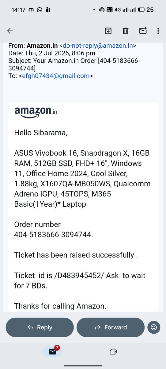 Ananta3853's tweet photo. @AmazonHelp @amazonIN @ASUS @PMOIndia @AshwiniVaishnaw @CMO_Odisha @AmitAgarwal @Flipkart @myntra @Walmart @facebook @instagram @LinkedIn @ajassy Plz update me before timeline 9th July. I have sent you a leagal notice also. @AmazonHelp @amazonIN @AmitAgarwal @ASUS @PMOIndia @AshwiniVaishnaw https://t.co/SDS3aRxXpd