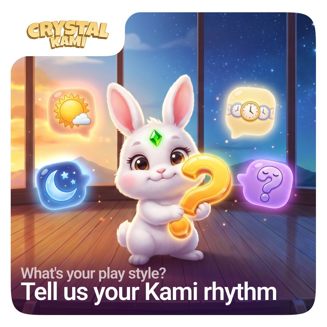 CrystalKami_Bot's tweet photo. ⏳ What Is Your Kami Rhythm?

Adventurers, every player checks Crystal Kami in a different way. Some open the game often, while others play in small calm sessions.

Your pet can collect crystals while you are away, but offline income has a 3-hour cap. A small check-in helps restart the rhythm and keep progress moving.

So, how often do you check your Kami?
Vote below 👇