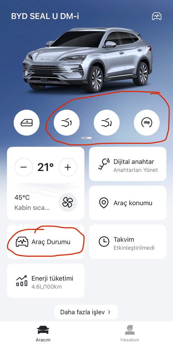 BydClub's tweet photo. BYD telefon uygulamasına yeni özellikler geldi araç durumunun altında ayrıntılı bilgiler ile üst bölümde de bagaj açma ve aracı kapatma butonları geldi. @BydClub @BYDCompany @BYDGlobal @bydeuservice @BYD_Europe @BYD_Turkiye #byd https://t.co/zTBu2Q3gPW
