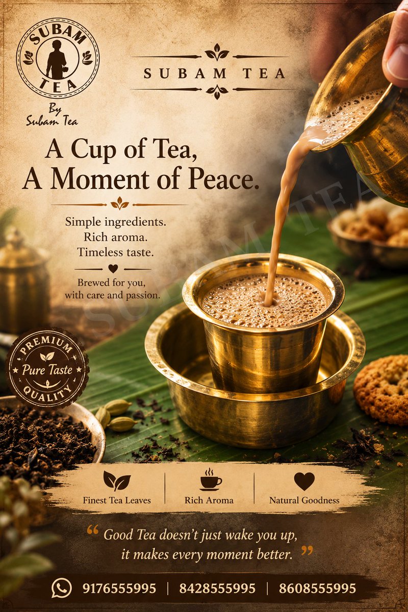 SubamCoffee's tweet photo. Rich aroma. Authentic taste. Premium quality.
Every cup is brewed to refresh your day and warm your heart.
📞 9176555995 | 8428555995 | 8608555995

#SubamCoffee #SubamTea #TeaLovers #PremiumTea https://t.co/e3aTzMuYB2
