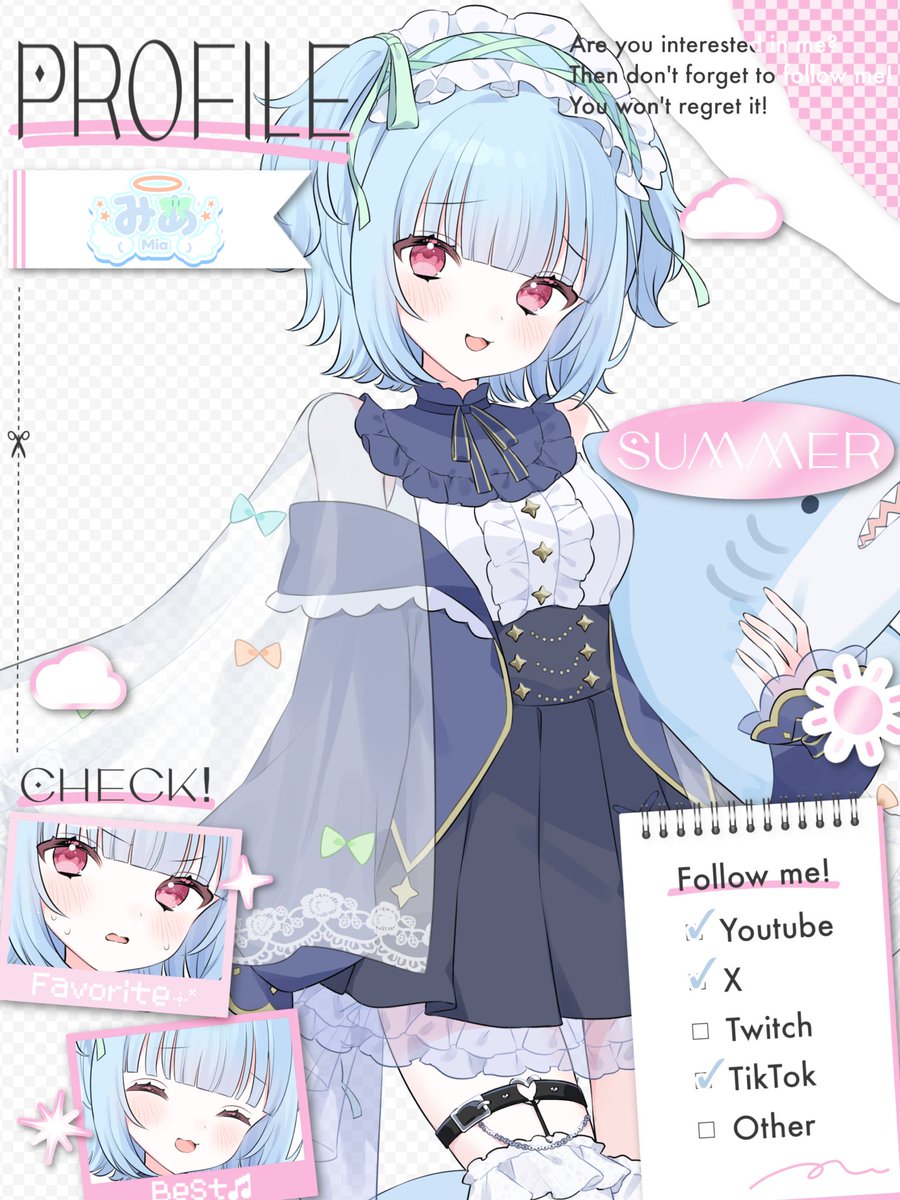 mia_tam__'s tweet photo. #立ち絵公開 無事達成.ᐟ.ᐟ

｡*⑅୨୧┈┈┈┈┈┈┈┈┈୨୧⑅*｡

『みあとず〜っといっしょだよ♡』

｡*⑅୨୧┈┈┈┈┈┈┈┈┈୨୧⑅*｡

︎︎☁歌い手、IRIAM準備中
🩵甘えんぼのヤンデレさん….ᐣ
🎀歌ってしゃべってみあと同じ時間を共有しよ.ᐣ

 #キービジュアル公開 
 #立ち絵公開チャレンジ 
 #7月のVTuberフォロー祭り‍