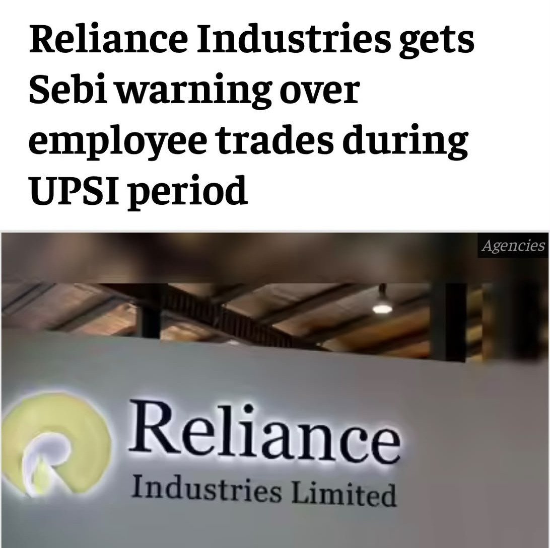 Amockx2022's tweet photo. BREAKING 🚨: As per Economic Times, Reliance could land in trouble 

SEBI reportedly issued an warning to Reliance Industries owned by Ambanis over employee trades 🤯

The report says that 2 employees were involved in this alleged scam 

Will mainstream media pick this issue up? https://t.co/ZeCoF2bD8w