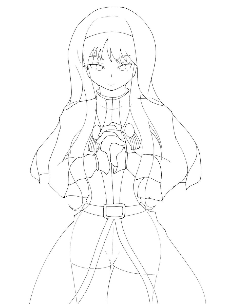 手描き線画 人間キャラクター 線画です。 あるキャラクターをイメージして描いていますが、あまり