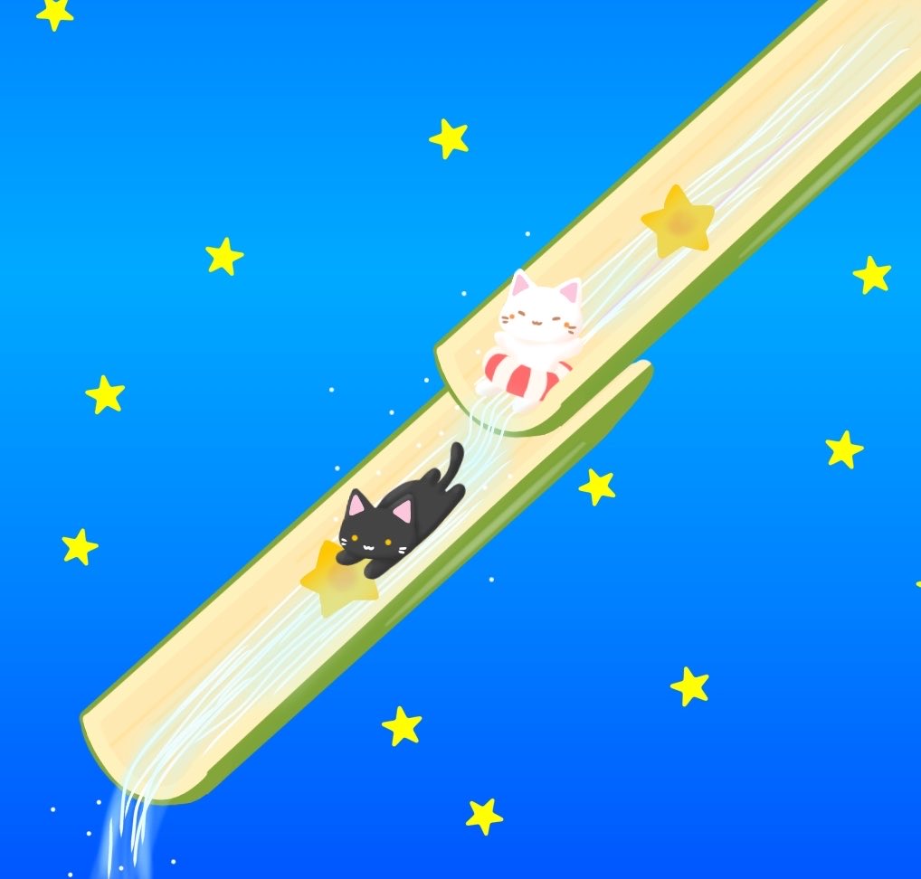 yamanekkoillust's tweet photo. 今日は #七夕 🎋

流しそうめんを
ウォータースライダーと勘違いしてるねこたち🐱🛟

今日は他に
竹の日
そうめんの日
でもあります😊

#猫 #illustration https://t.co/1L3BmG2SkM