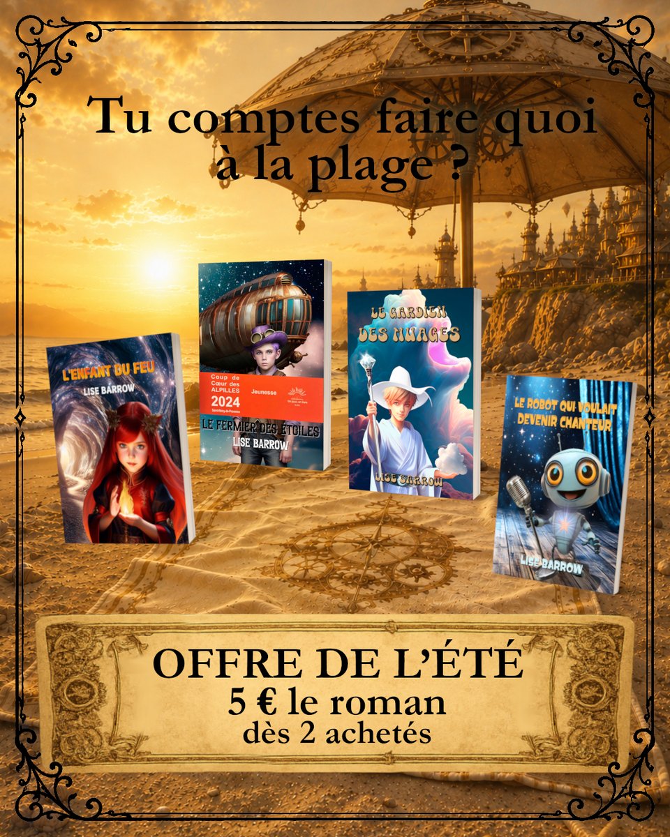 LiseBarrow's tweet photo. Et si les vacances commençaient par un voyage dans l'imaginaire ?
4 aventures fantasy jeunesse pour cet été : 5 € le roman dès 2 achetés.
👉 Boutique en ligne.

#FantasyJeunesse #Lecture #LivreJeunesse https://t.co/pz1ugjcWdc