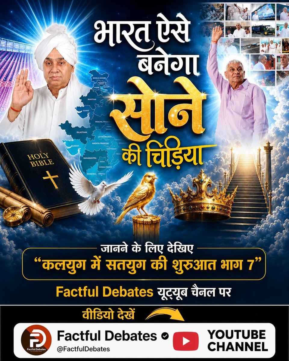 nitishkumar756's tweet photo. ♦️ भविष्य मालिका, कबीर सागर से लेकर बाइबल जिसका दे रही संकेत, वह है कौन? जानने के लिए देखिए "कलयुग में सतयुग की शुरुआत भाग 7" Factful Debates यूट्यूब चैनल पर

#IndiaWillBecomeTheGoldenBird

Factful Debates YtChannel
⤵️
https://t.co/U5l5qPVDFp https://t.co/0lURl0S6YQ