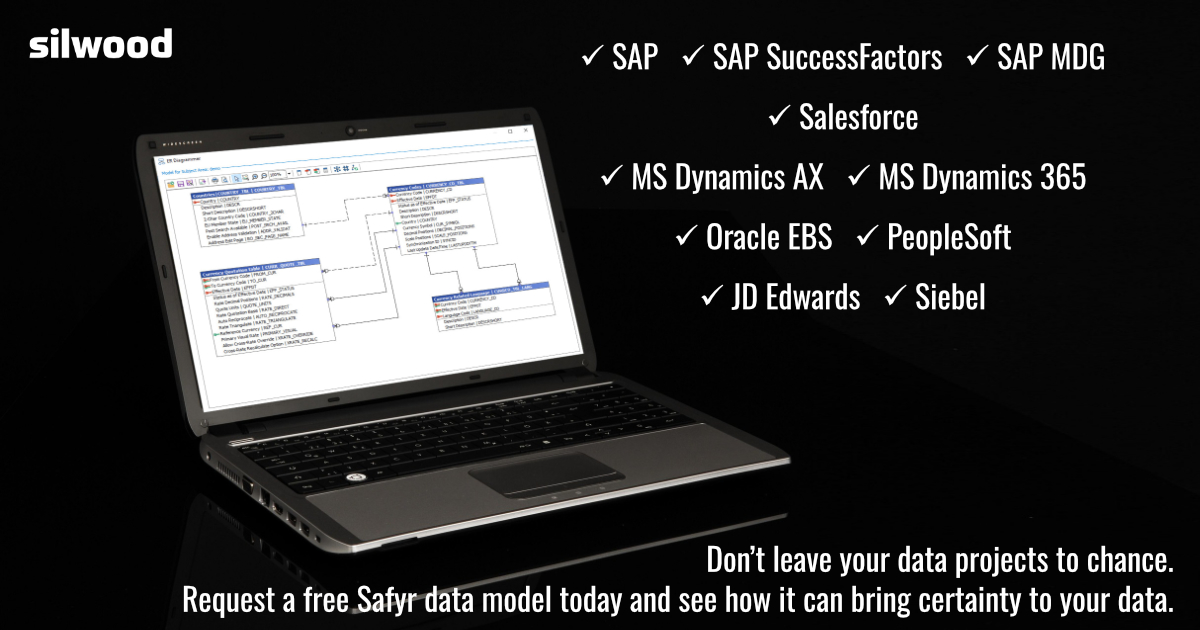 Silwood_Safyr's tweet photo. Request a free data model by #Safyr here https://t.co/OQHSIjziLT #SAP #Salesforce #MSDynamics #Dynamics365 #DynamicsAX #MSDynAX #dynamicscrm #OracleEBS #Peoplesoft #JDEdwards #JDE #Siebel #SiebelCRM #BI #MasterDataManagement #DataGovernance https://t.co/iLRSfFzcpE