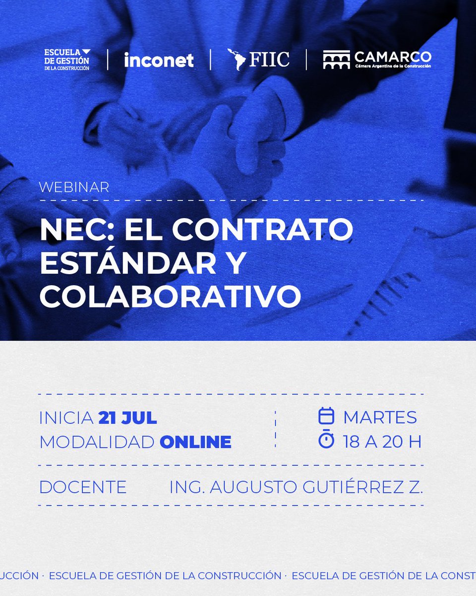 CamarcoArg's tweet photo. El objetivo es presentar los fundamentos de este modelo y explorar su potencial aplicación en el sector. La actividad está orientada a quienes buscan incorporar nuevas herramientas para la gestión contractual de proyectos.

Más información en https://t.co/yLc0EzBQfI 

#CAMARCO https://t.co/S78K4vGkNe