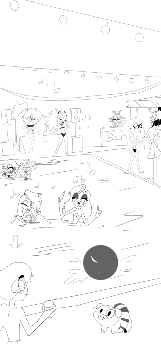 Prova1234x's tweet photo. Hellshottesr Summer day 1 :
Obligatory Summer party!
But someone isn't having fun...
#HellsHottestSummer #HellvaBossFanart #hazbinhotelfanart #hazbinhotelcomic #hazbinhotel https://t.co/9MmswgnwLh