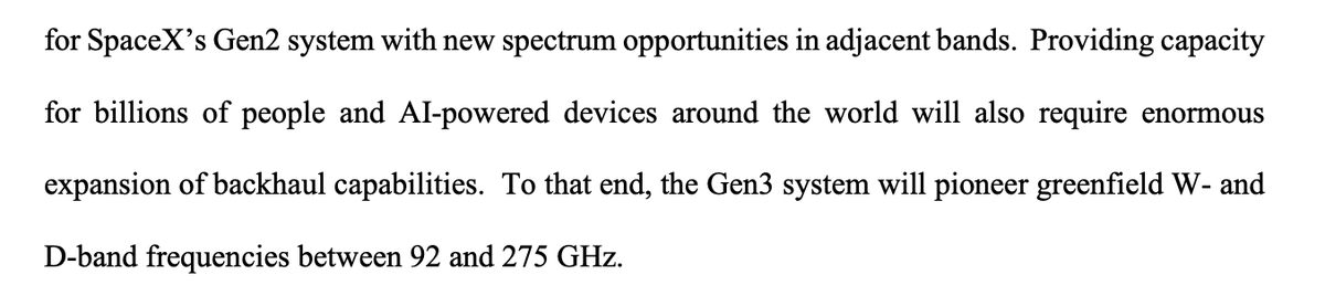 mdaneman's tweet photo. . @SpaceX to @FCC: We need tons of uplink spectrum capacity for AI, and going to start going into milimeter wave bands like W and D bands. @Comm_Daily https://t.co/eYffYawG70