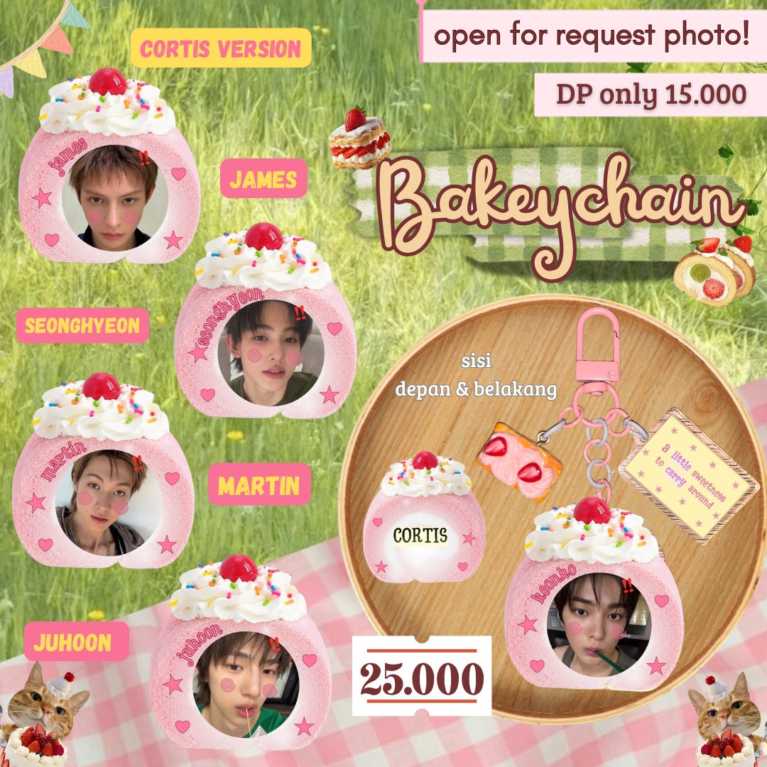 ChinguCharm_id's tweet photo. PRE-ORDER] BAKEYCHAIN CORTIS, LNGSHOT, NCT, ENHYPEN, SEVENTEEN BISA CUSTOM FOTO GRUP APAPUN 🧁✨

୨ৎ acrylic &amp; double sided
୨ৎ price : only Rp 25.000 (dp 15.000)
୨ৎ close PO : 31 Juli 2026
୨ৎ production : 10-14 d after close PO
୨ৎ request photo by dm 
୨ৎ size :15x10 cm https://t.co/Ttl3zFVtva