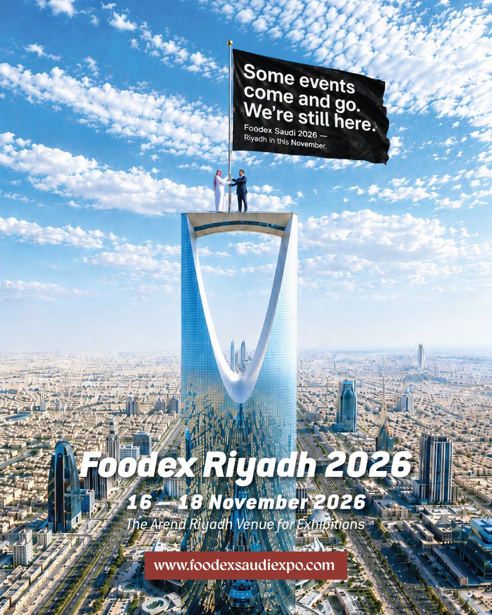 foodexsaudi's tweet photo. Some events come and go. We're still here.

14 editions strong, the flag stays in Riyadh 

Foodex Saudi 2026 | 16–18 November | The Arena Riyadh
https://t.co/3eKUZWu9Sk

#FoodexSaudi #FoodexRiyadh2026 #StillHere #FoodIndustry #Riyadh https://t.co/1JXp3vZ05k