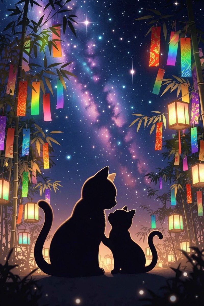 🎋🌠今日は七夕の日に願いごと 届いて居るといいなぁ…🌌🐈🐈