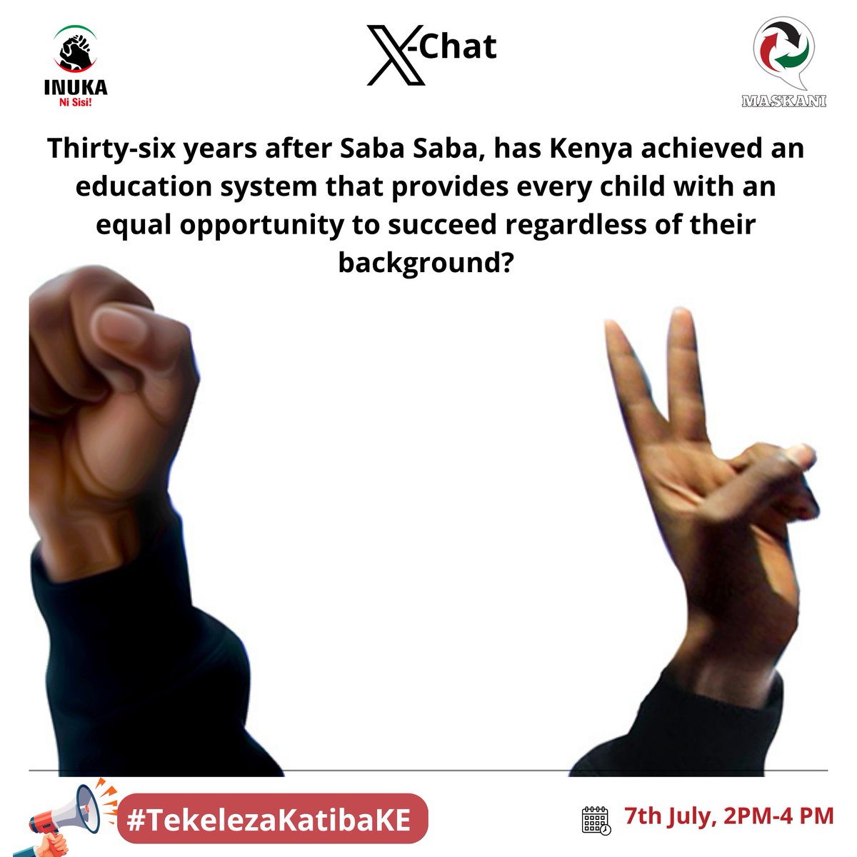 Maskani254's tweet photo. The Saba Saba movement envisioned a Kenya where every citizen had equal opportunities to succeed through access to quality education. Activists believed that education was essential for empowering citizens, reducing inequality, promoting social mobility, and enabling meaningful participation in democratic governance.

Kenya has made significant progress in expanding access to education through free primary education, increased secondary school enrolment, and constitutional recognition of education as a right. However, many learners continue to face challenges related to affordability, school infrastructure, teacher shortages, digital inequality, and access to quality learning, particularly in marginalized communities.

According to the Kenya National Bureau of Statistics (KNBS), literacy rates have improved significantly over the past three decades, and primary school enrolment exceeds 90%. However, disparities in learning outcomes, school completion rates, and access to quality education persist across counties and socio-economic groups. Recent government reports also continue to highlight teacher shortages and infrastructure gaps in public schools.

Thirty-six years after Saba Saba, has Kenya achieved an education system that provides every child with an equal opportunity to succeed regardless of their background?
#TekelezaKatibaKE