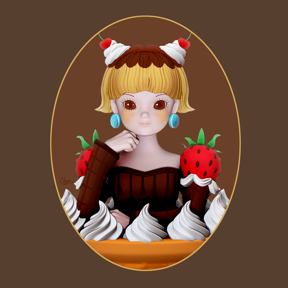InDreamland5's tweet photo. Dessert Girl
 #3d #zbrush #fantasy #girl #photoshop #character #characterdesign #design #角色設計 #奇幻 #古怪 #3D建模 #點心 #女孩 #cherry #pudding #butter #strawberry #shorthair #Macarons #lostindreamland5 https://t.co/92gdIuOOVi