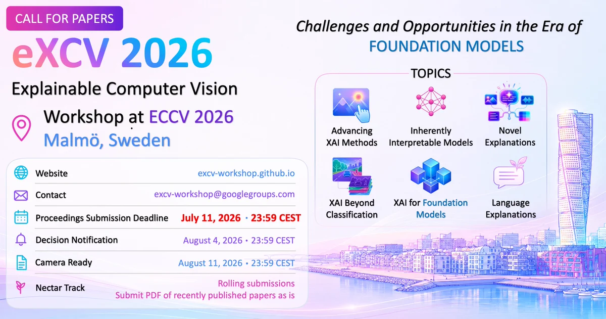Call for papers for the eXCV workshop at ECCV 2026
