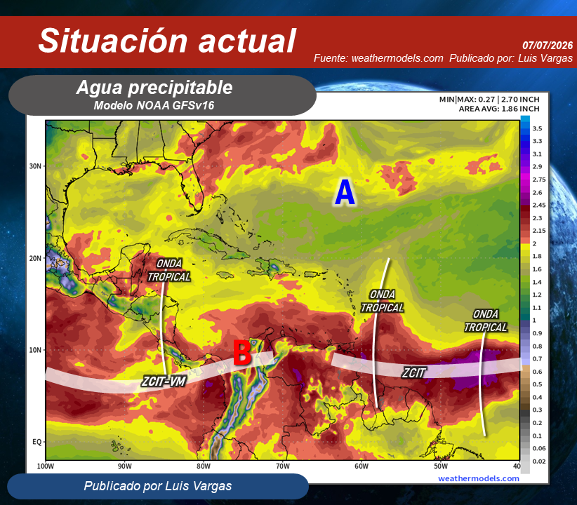Meteovargas's tweet photo. #7Jul Continúa la divergencia del viento en altura (fig,2) reforzando la actividad de la Zona de Convergencia Intertropical-Vaguada Monzónica (fig.1), lo cual producirá nubosidad con lluvias y algunas con descargas eléctricas en el sur y oeste de Bolívar, Amazonas, sur y oeste de Guárico, Cojedes, sur de Yaracuy, sur de Lara, Portuguesa, Barinas, Apure y más aisladas en sectores de Centro Norte, los Andes y del suroeste de Zulia. Además, una amplia onda tropical al este de nuestro país (fig.1), complementará la situación meteorológica con precipitaciones moderadas en Guayana Esequiba, este de Bolívar, Delta Amacuro, Monagas, sur de Anzoátegui, este y sur de Sucre.