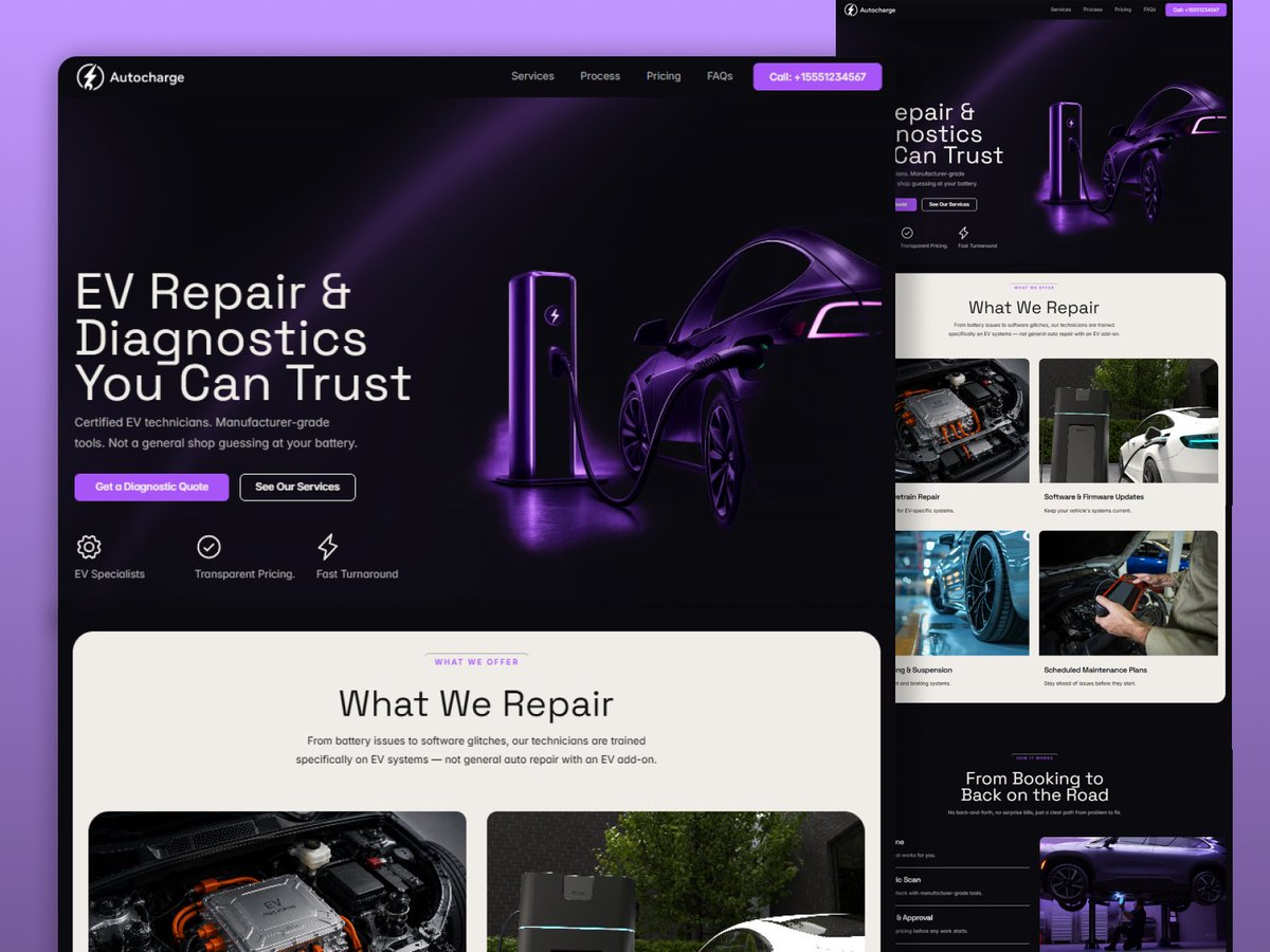 compound1studio's tweet photo. 🎉My 6th Framer template. High-converting landing page for EV repair &amp; diagnostics shops.

Giving away 10 FREE copies to kick things off.

👉 Comment "Framer" and I'll DM you the remix link. https://t.co/uS92ZYiAne