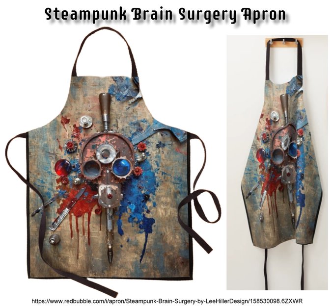LeeHillerDesign's tweet photo. 🎃👻☠️🪦🎃🪦☠️👻🎃 
Its Going to Get Messy #horror - Steampunk Brain Surgery 
https://t.co/lEmtWAwyju 

#steampunk  designs #gifts #giftideas #stickers #tshirts #hats #wallart #homedecor #totebag #aprons and more. #RBandME: #findyourthing #redbubble https://t.co/678zzqJJMe