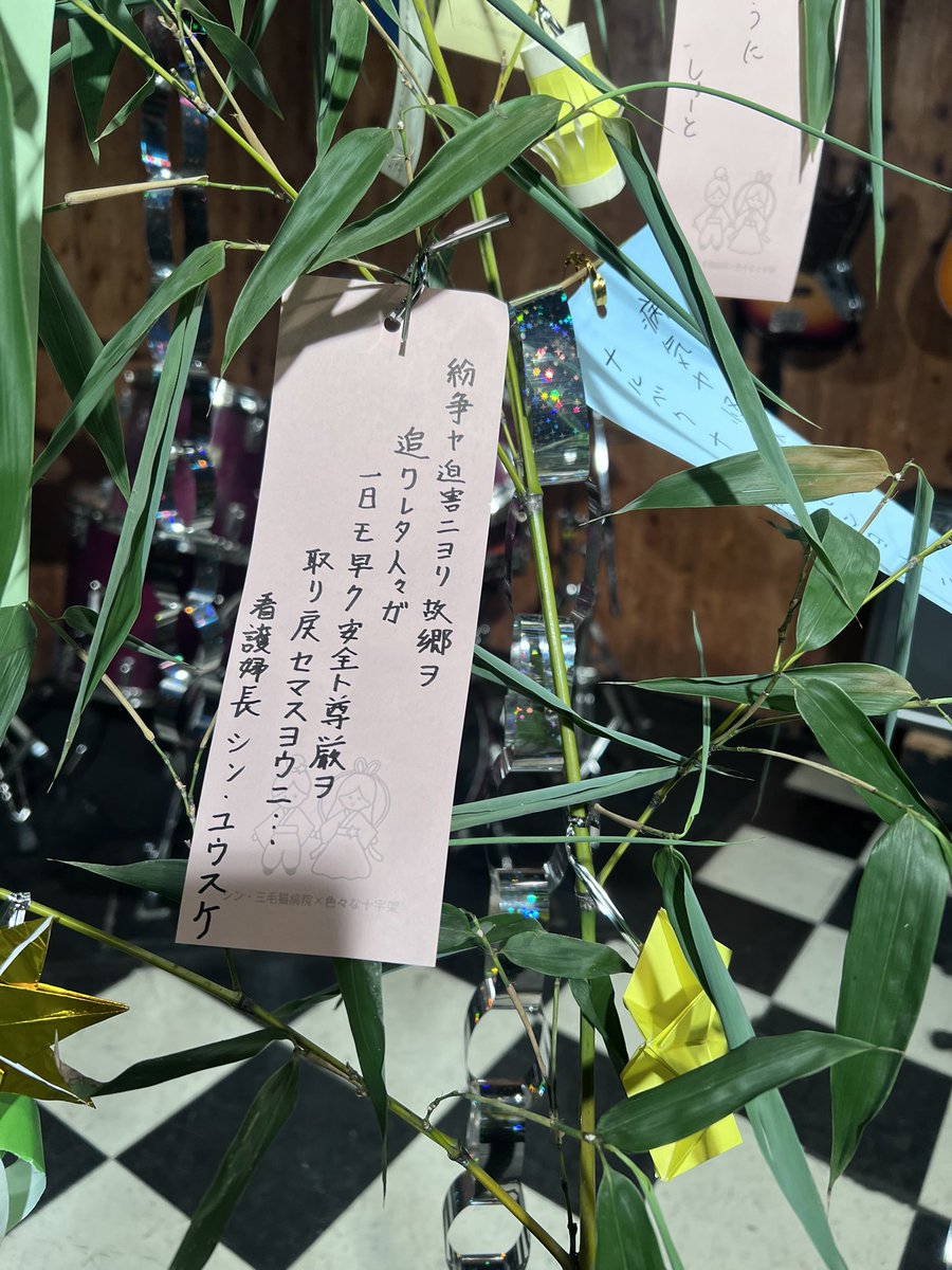 asahiruyoruco's tweet photo. メソバー様の短冊こちらでした。
お納め下さい。
マジ叶えてくれ織姫彦星。
#2to2 #三毛猫病院　#色々な十字架 https://t.co/wezjxEt4iJ