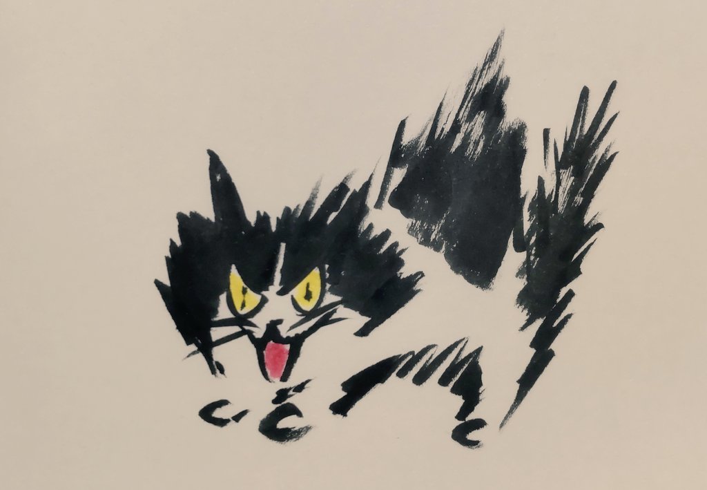 とっても疲れたので、またネコを描いた。相変わらず可愛くない。