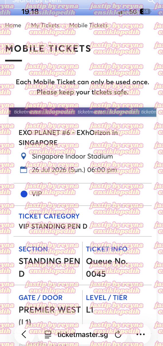 Davidmahu1's tweet photo. WTS EXHORIZON SINGAPORE DAY 2 (26 July)

VIP Standing Pen D (QN 5xx) - 1 tix

• can pay F2F Jakarta only
• Cek all proof available by DM 
• Ready direct transfer TM

price: DM

‼️all ticketing proof check on pinned twit‼️

wts wtb exo sg singapore exo planet 6 https://t.co/ryN7FyhfLu