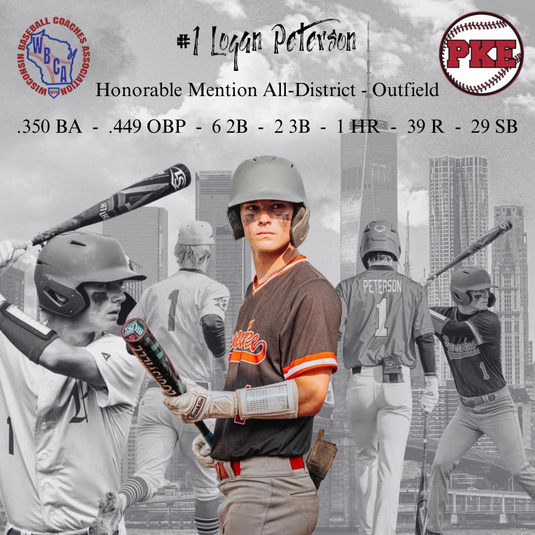 PKEBaseball's tweet photo. Congratulations to Logan Peterson on being named Honorable Mention All District as an Outfielder. https://t.co/A1D42lbjui