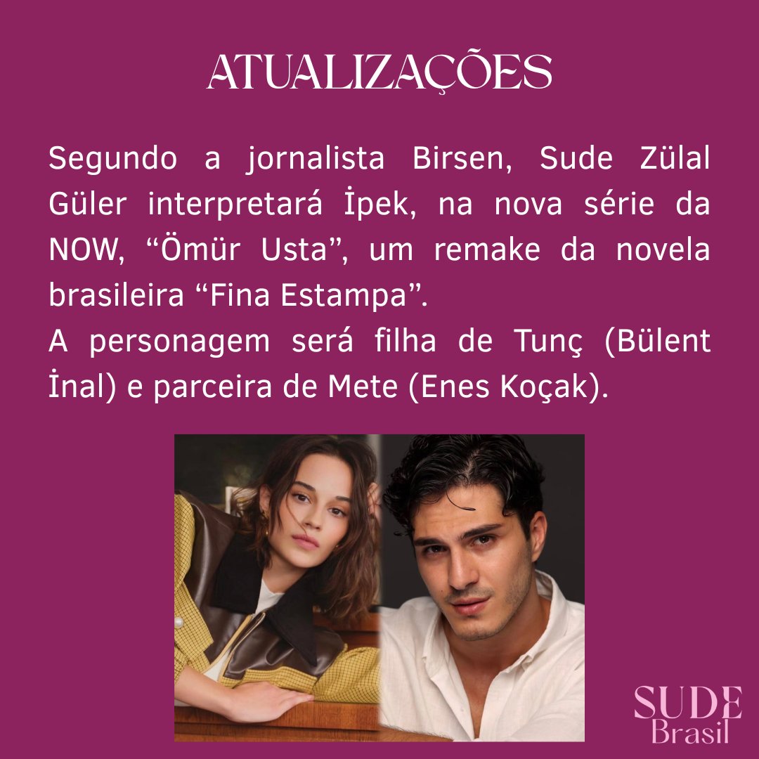 SudeBrasil's tweet photo. 📢 | E ELA ESTÁ VOLTANDO 🎉🎉🎉🎉

#SudeZülalGüler |• #EnesKoçak
#ÖmürUsta https://t.co/cPBxtR56xI