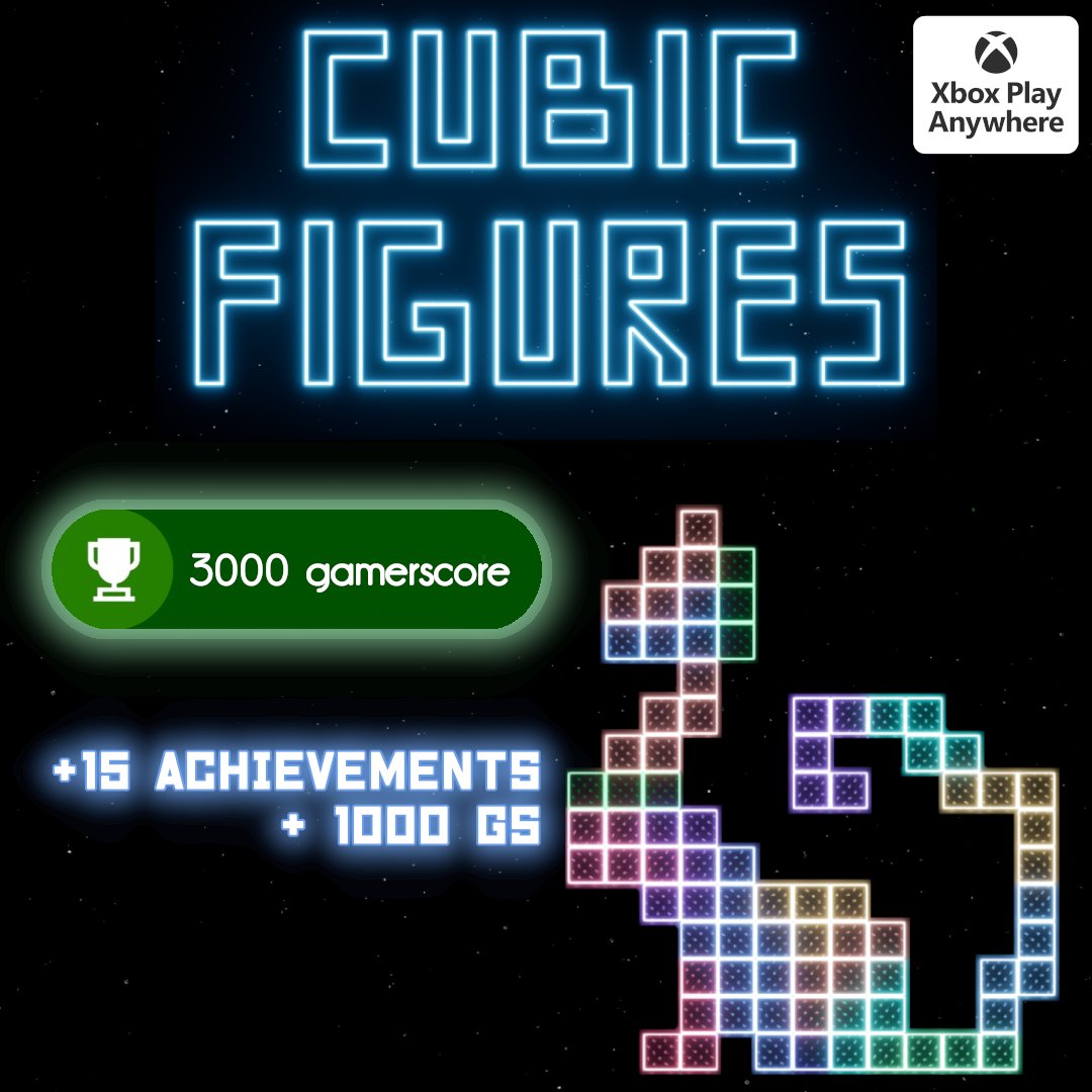 DillyFrameGames's tweet photo. #CubicFigures got the second achievement update on #Xbox (XPA)  
➕15 achievements
➕1000 GS (3k total)
NOT retroactive
(😉completion faster on PC with mouse)
👉https://t.co/884Gt1MtHn 
#achievements #puzzle #indiegame #tetris #pentamino #AchievementSeason https://t.co/h2df7f7tRI