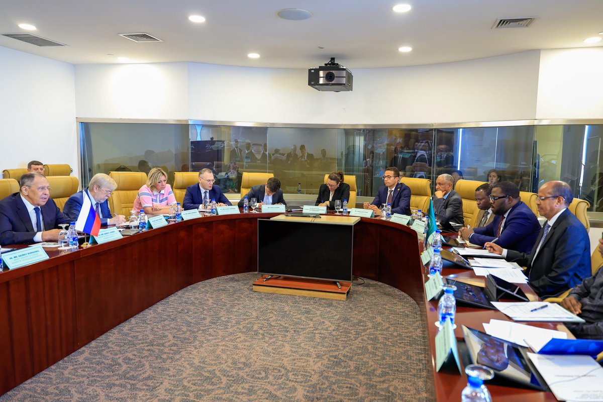 _AfricanUnion's tweet photo. The Chairperson of the African Union (AU) Commission, H.E. Mahmoud  Ali Youssouf, received H.E. Sergey Lavrov, Minister of Foreign Affairs  of the Russian Federation, and his delegation for the annual AU–#Russia  High-Level Consultations at the AU Headquarters in Addis Ababa.

The consultations reaffirmed the growing Africa–Russia partnership,  anchored in mutual respect, sovereign equality & shared interests.

Discussions between the two principals focused on expanding  cooperation in trade, investment, infrastructure, energy, technology,  food security, public health & industrialisation, in support of  #Agenda2063 and the @AfCFTA.

The Chairperson @ymahmoudali welcomed Russia's growing investments across Africa,  as well as its continued support in areas including humanitarian  assistance, health, education, food security and capacity-building.

They also exchanged views on peace & security, African-led  solutions to conflicts, implementation of UN Security Council Resolution  2719, UN Security Council reform in line with the Ezulwini Consensus,  & strengthening multilateral cooperation. 

Minister Lavrov  reaffirmed Russia's support for a more representative & equitable UN  Security Council, including permanent African representation.

He commended Africa's economic progress & echoed the  Chairperson's call for greater value addition to Africa's agricultural  products & mineral resources. He also reaffirmed Russia's support  for strengthening the AU's institutional architecture, including the  African Humanitarian Agency & the African Medicines Agency.

The Chairperson and Minister Lavrov reaffirmed their commitment to  advancing the AU–Russia strategic partnership and to the successful  preparations for the 3rd Russia–Africa Summit in October this year.

Read @ https://t.co/zVMp7pdyL5