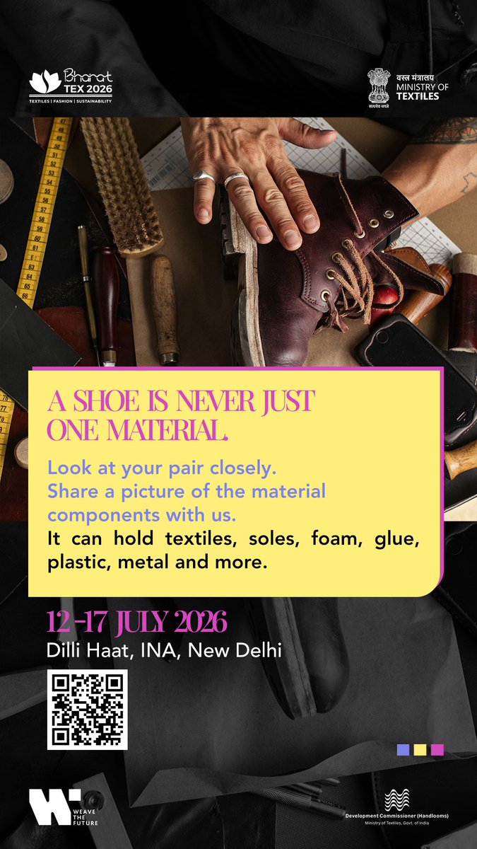 weavethefuture1's tweet photo. Every pair of shoes is made of more than you might imagine.

@MaterialIndia
@TexMinIndia
#BharatTex
@dchandlooms01 

#MaterialLiteracy #WeaveTheFuture #TextileWaste #Upcycling #SustainablePractices https://t.co/UFF9qFegIy