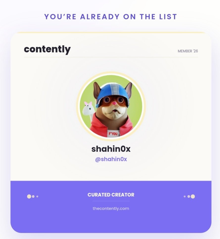 shahin0x's tweet photo. just applied to join @contently_app, curated creator campaigns with real USDC rewards. ✨ https://t.co/HxanlXzeiC https://t.co/mDdMDP8MPn