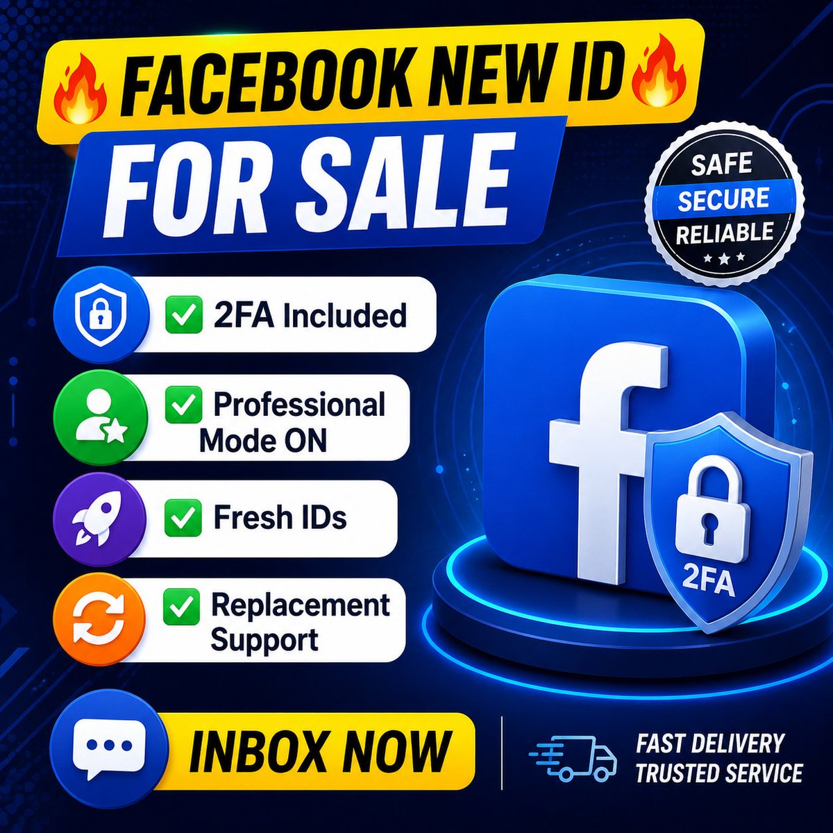 aarafat6569's tweet photo. 🔥 Facebook New IDs with 2FA Available for Sale! 🔥
Looking for fresh Facebook IDs for boosting, marketing, or other purposes? Feel free to inbox.
📌 Features: ✔️ Manually checked IDs
✔️ Professional Mode enabled
✔️ Fresh and ready-to-use accounts
✔️ Replacement available as discussed if an account gets suspended even after UID Live Check.
📩 Inbox to order now.