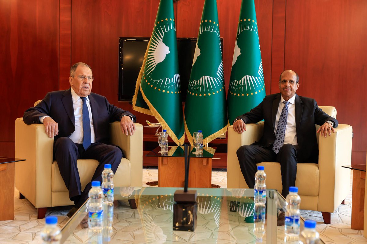 _AfricanUnion's tweet photo. The Chairperson of the African Union (AU) Commission, H.E. Mahmoud  Ali Youssouf, received H.E. Sergey Lavrov, Minister of Foreign Affairs  of the Russian Federation, and his delegation for the annual AU–#Russia  High-Level Consultations at the AU Headquarters in Addis Ababa.

The consultations reaffirmed the growing Africa–Russia partnership,  anchored in mutual respect, sovereign equality & shared interests.

Discussions between the two principals focused on expanding  cooperation in trade, investment, infrastructure, energy, technology,  food security, public health & industrialisation, in support of  #Agenda2063 and the @AfCFTA.

The Chairperson @ymahmoudali welcomed Russia's growing investments across Africa,  as well as its continued support in areas including humanitarian  assistance, health, education, food security and capacity-building.

They also exchanged views on peace & security, African-led  solutions to conflicts, implementation of UN Security Council Resolution  2719, UN Security Council reform in line with the Ezulwini Consensus,  & strengthening multilateral cooperation. 

Minister Lavrov  reaffirmed Russia's support for a more representative & equitable UN  Security Council, including permanent African representation.

He commended Africa's economic progress & echoed the  Chairperson's call for greater value addition to Africa's agricultural  products & mineral resources. He also reaffirmed Russia's support  for strengthening the AU's institutional architecture, including the  African Humanitarian Agency & the African Medicines Agency.

The Chairperson and Minister Lavrov reaffirmed their commitment to  advancing the AU–Russia strategic partnership and to the successful  preparations for the 3rd Russia–Africa Summit in October this year.

Read @ https://t.co/zVMp7pdyL5