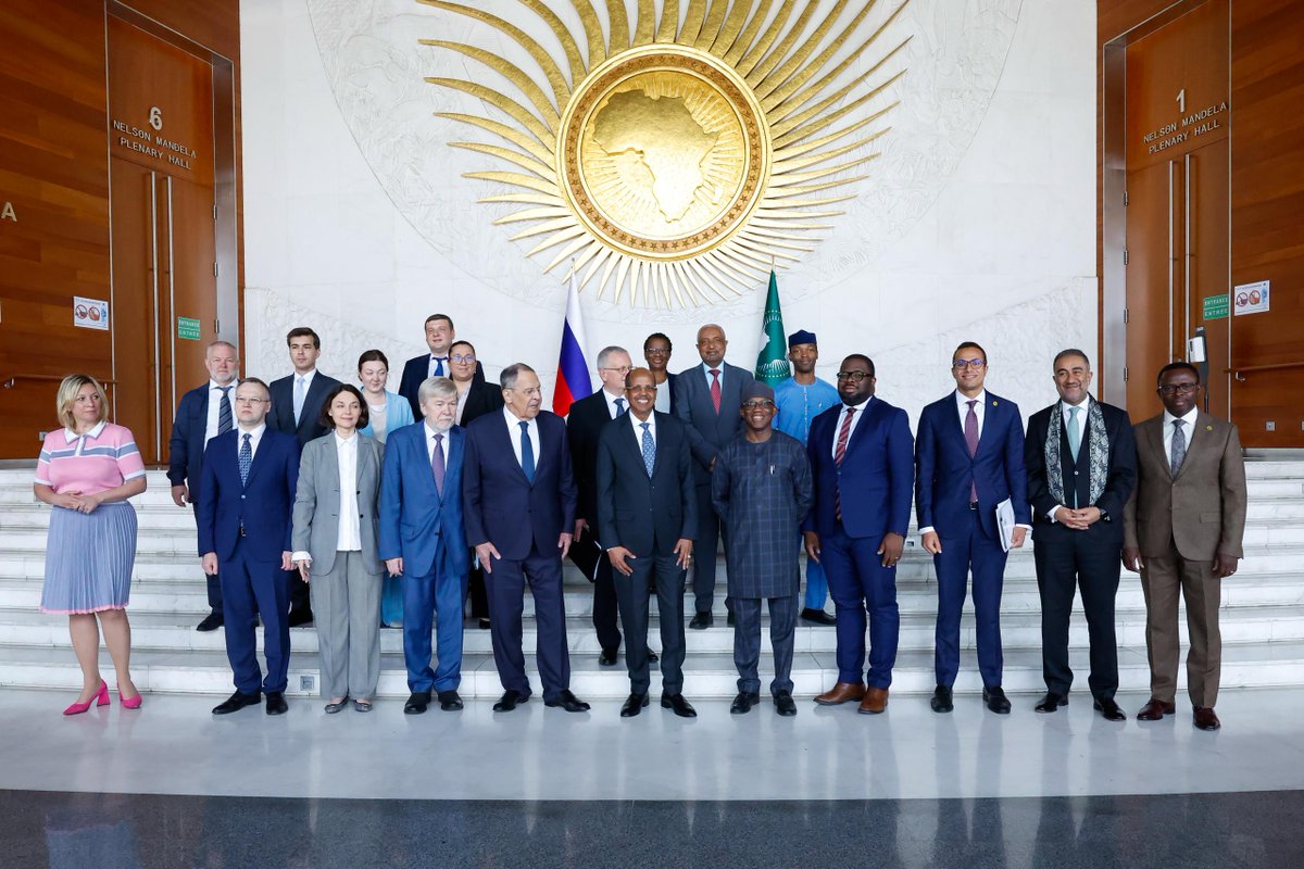 _AfricanUnion's tweet photo. The Chairperson of the African Union (AU) Commission, H.E. Mahmoud  Ali Youssouf, received H.E. Sergey Lavrov, Minister of Foreign Affairs  of the Russian Federation, and his delegation for the annual AU–#Russia  High-Level Consultations at the AU Headquarters in Addis Ababa.

The consultations reaffirmed the growing Africa–Russia partnership,  anchored in mutual respect, sovereign equality & shared interests.

Discussions between the two principals focused on expanding  cooperation in trade, investment, infrastructure, energy, technology,  food security, public health & industrialisation, in support of  #Agenda2063 and the @AfCFTA.

The Chairperson @ymahmoudali welcomed Russia's growing investments across Africa,  as well as its continued support in areas including humanitarian  assistance, health, education, food security and capacity-building.

They also exchanged views on peace & security, African-led  solutions to conflicts, implementation of UN Security Council Resolution  2719, UN Security Council reform in line with the Ezulwini Consensus,  & strengthening multilateral cooperation. 

Minister Lavrov  reaffirmed Russia's support for a more representative & equitable UN  Security Council, including permanent African representation.

He commended Africa's economic progress & echoed the  Chairperson's call for greater value addition to Africa's agricultural  products & mineral resources. He also reaffirmed Russia's support  for strengthening the AU's institutional architecture, including the  African Humanitarian Agency & the African Medicines Agency.

The Chairperson and Minister Lavrov reaffirmed their commitment to  advancing the AU–Russia strategic partnership and to the successful  preparations for the 3rd Russia–Africa Summit in October this year.

Read @ https://t.co/zVMp7pdyL5