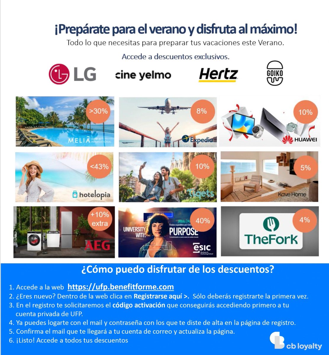 ufpol's tweet photo. 💰PUBLICIDAD💰🎉 ¡Ya están aquí las ofertas de julio!

Este mes llegan descuentos especiales en viajes, hogar y electrónica.

⭐ Destaca la promoción de AEG, con un 10% EXTRA de descuento este verano, acumulable hasta alcanzar un 58% de ahorro.

¡No dejes pasar la oportunidad! 💥 https://t.co/Gv9IOSfmpM