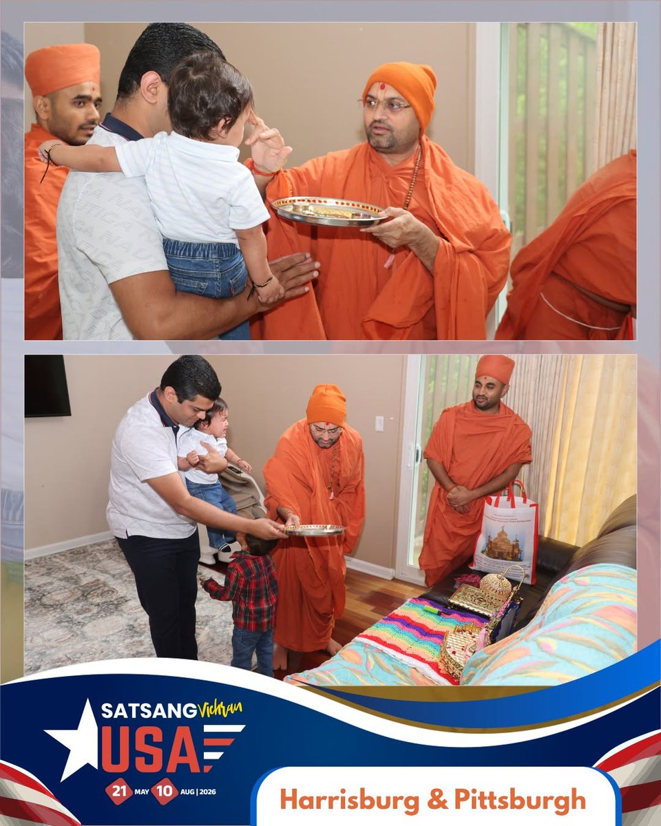 kashtbhanjandev's tweet photo. Harrisburg &amp; Pittsburgh | USA | Sabha | 22-May-2026 | Hariprakash Swami
પરમ પૂજ્ય શ્રી હરિપ્રકાશદાસજી સ્વામી, હાલમાં અમેરિકા સત્સંગ વિચરણ પર છે. આ યાત્રા દરમિયાન, તેઓ ત્યાં વસતા હરિભક્તોનો અપાર પ્રેમ અને ભાવ સ્વીકારી રહ્યા છે.
#padharamni #sabha #swaminarayan #hariprakashswami https://t.co/hBcZc5I0Uh