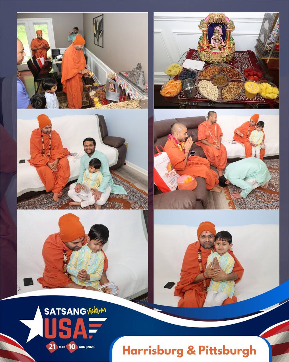 kashtbhanjandev's tweet photo. Harrisburg &amp; Pittsburgh | USA | Sabha | 22-May-2026 | Hariprakash Swami
પરમ પૂજ્ય શ્રી હરિપ્રકાશદાસજી સ્વામી, હાલમાં અમેરિકા સત્સંગ વિચરણ પર છે. આ યાત્રા દરમિયાન, તેઓ ત્યાં વસતા હરિભક્તોનો અપાર પ્રેમ અને ભાવ સ્વીકારી રહ્યા છે.
#padharamni #sabha #swaminarayan #hariprakashswami https://t.co/YGWe0dvkw4