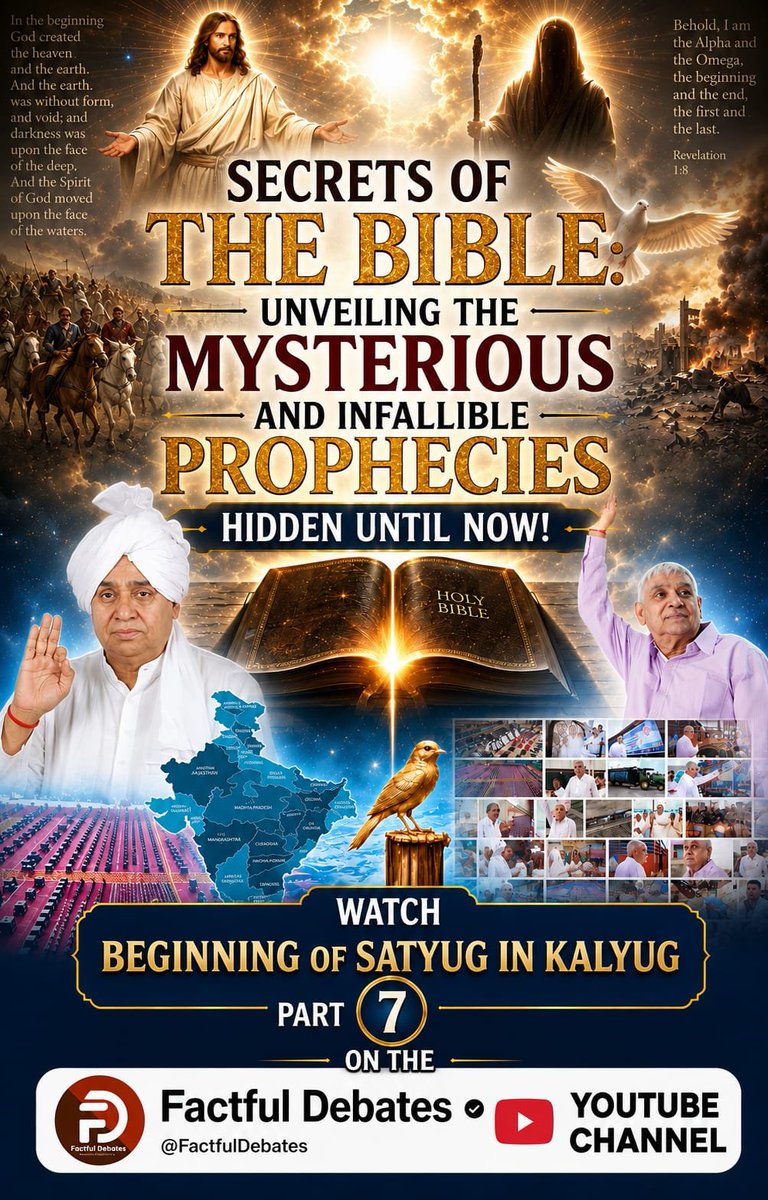 anitada23854181's tweet photo. #IndiaWillBecomeTheGoldenBird
THE BIBLE UNVEILING THE
MYSTERIOUS AND INFALLIBLE PROPHECIES
HIDDEN UNTIL NOW!
WATCH➡️BEGINNING OF SATYUG IN KALYUG PART 7
Factful Debates YtChannel https://t.co/ocoPwAjDpg