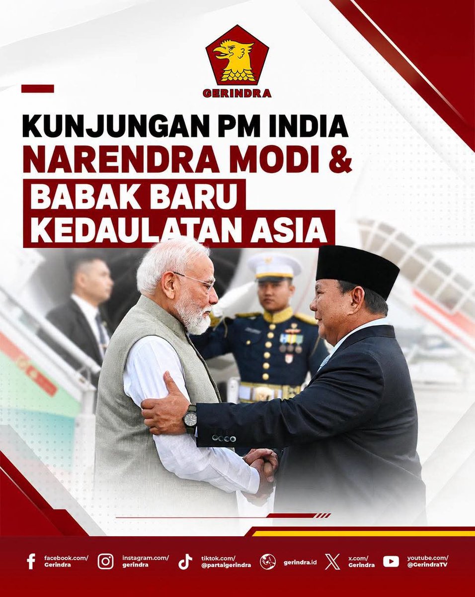 Gerindra's tweet photo. Partai Gerindra menegaskan bahwa kedekatan nyata kedua pemimpin berhasil mengunci 8 kesepakatan strategis di sektor vital, mulai dari kemandirian kesehatan, akselerasi teknologi, hingga restorasi budaya Candi Prambanan. https://t.co/eCxI5pCJk0