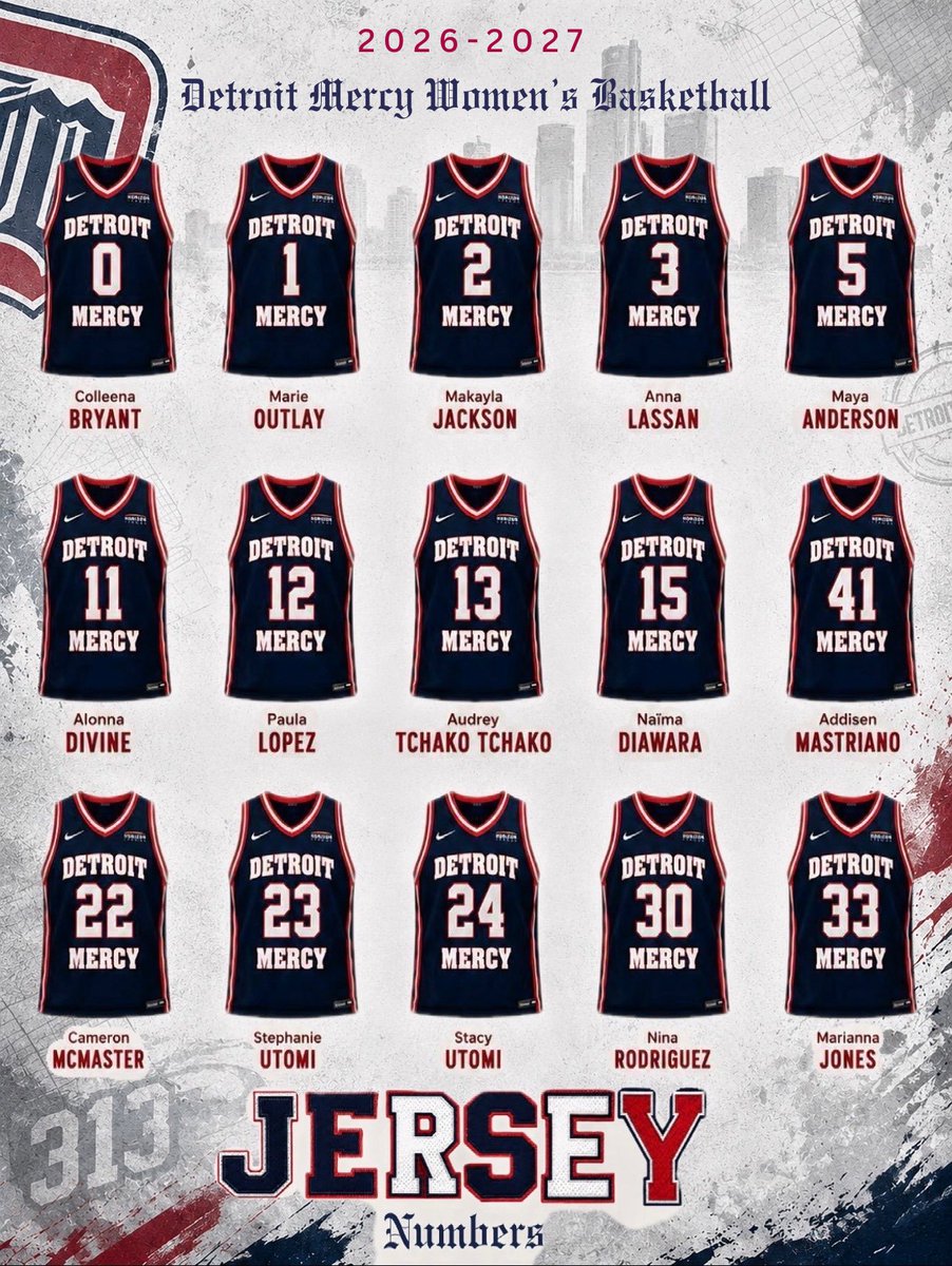 Detroit_WBB's tweet photo. The 2026–27 jersey numbers are set. 🔥 #detroitmercywbb #gotitans #detroitmercy https://t.co/rePno5BldG